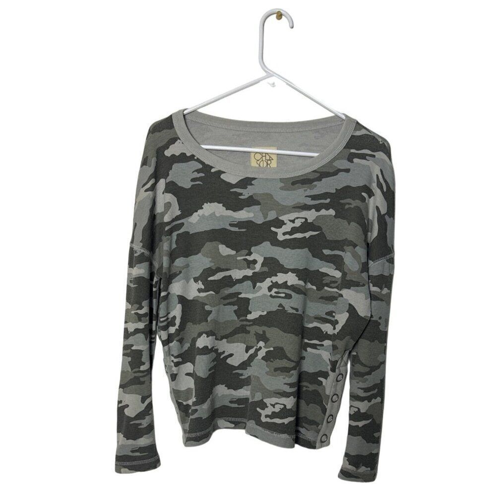 Camo Long Sleeve Top By Chaser - XS - Cotton Blend - Womens Casual Wear